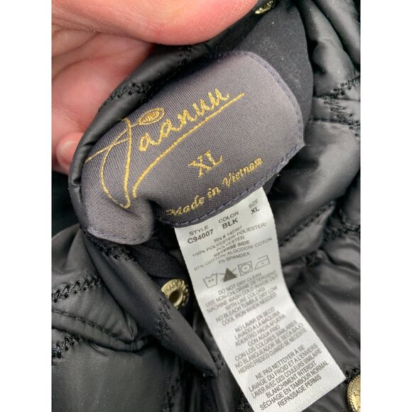 Jaannu Womans XL Reversible Puffer Vest Black / BLK / WHT Flowers Pockets - Picture 3 of 14